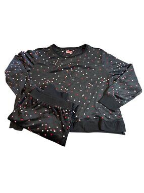 Kate Spade Pajamas New York Womens XXL Black & Red Polka Dot Velour Knit